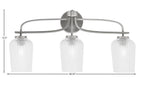 Cavella Three Light Bath Bar in Graphite with 5" Clear Textured Shade