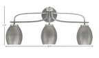 Cavella Three Light Bath Bar in Graphite with 5" Graphite Oval Metal Shade Shade