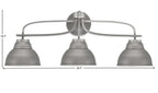 Cavella Three Light Bath Bar in Graphite with 7" Graphite Double Bubble Metal Shade Shade