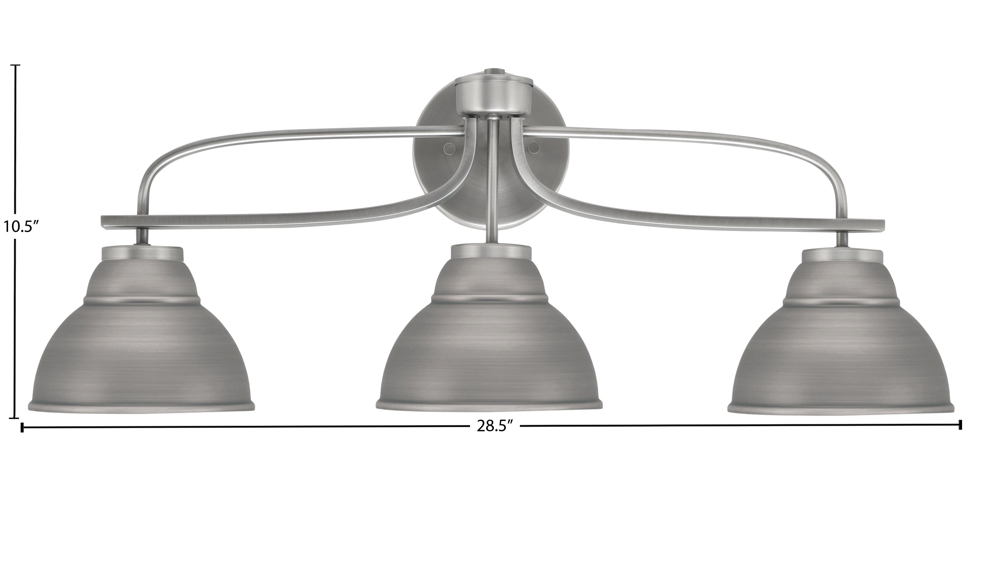 Cavella Three Light Bath Bar in Graphite with 7" Graphite Double Bubble Metal Shade Shade