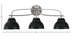 Cavella Three Light Bath Bar in Graphite with 7" Matte Black Double Bubble Metal Shade Shade