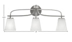Cavella Three Light Bath Bar in Graphite with 4.5" Square White Muslin Shade
