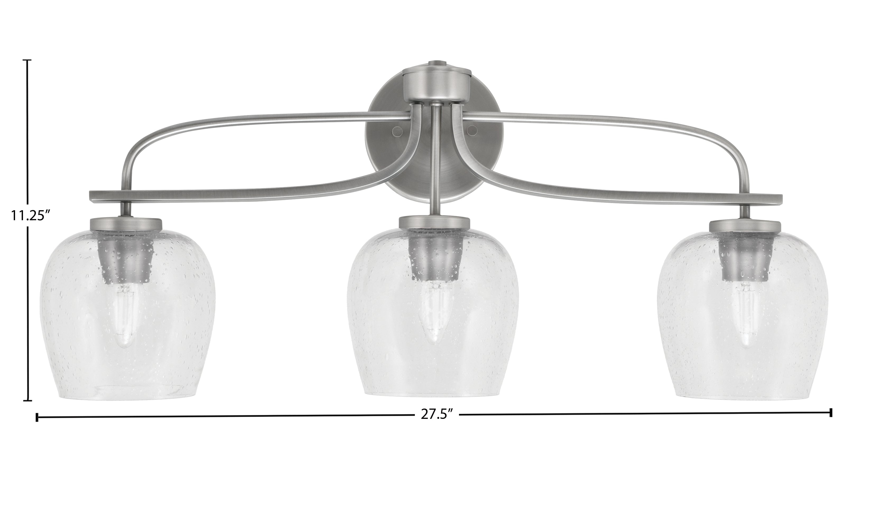 Cavella Three Light Bath Bar in Graphite with 6" Clear Bubble Shade