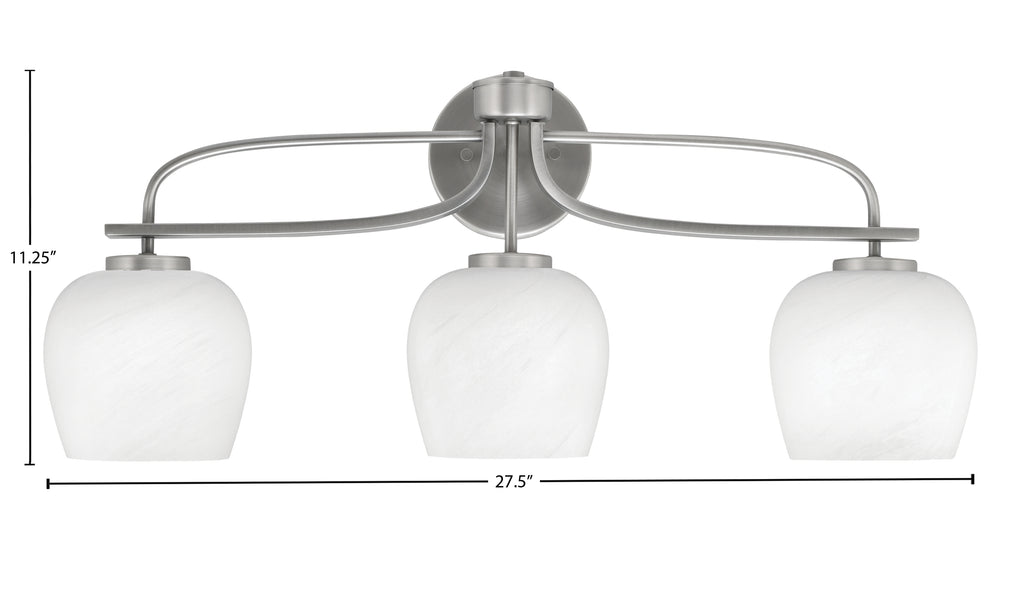 Cavella Three Light Bath Bar in Graphite with 6" White Marble Shade