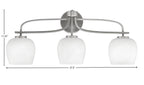 Cavella Three Light Bath Bar in Graphite with 6" White Marble Shade