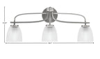 Cavella Three Light Bath Bar in Graphite with 5" Clear Ribbed Shade