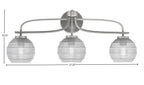 Cavella Three Light Bath Bar in Graphite with 6" Clear Ribbed Shade