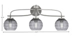 Cavella Three Light Bath Bar in Graphite with 6" Smoke Ribbed Shade