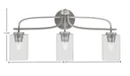 Cavella Three Light Bath Bar in Graphite with 4" Square Clear Bubble Shade