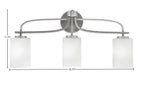 Cavella Three Light Bath Bar in Graphite with 4" Square White Muslin Shade