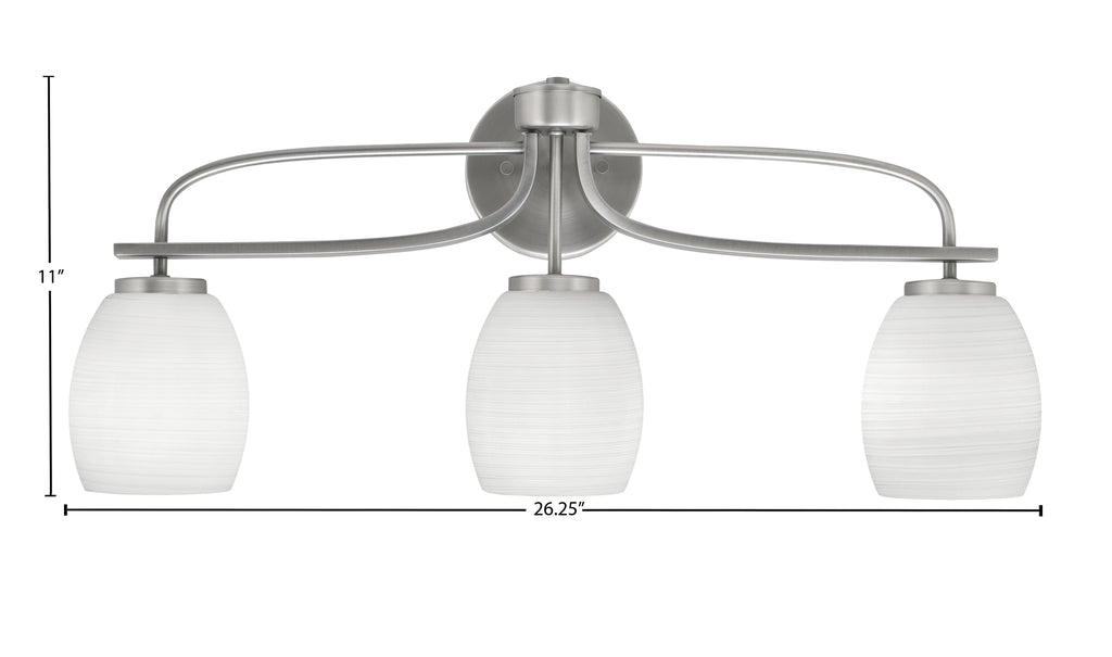 Cavella Three Light Bath Bar in Graphite with 5" White Linen Shade