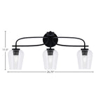 Cavella Three Light Bath Bar in Matte Black with 5" Clear Bubble Shade