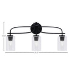 Cavella Three Light Bath Bar in Matte Black with 4" Clear Bubble Shade