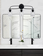 Cavella Three Light Bath Bar in Matte Black with 4" Smoke Bubble Shade