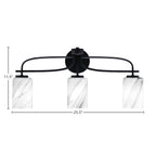 Cavella Three Light Bath Bar in Matte Black with 4" Onyx Swirl Shade