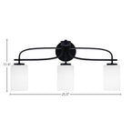 Cavella Three Light Bath Bar in Matte Black with 4" White Muslin Shade