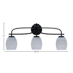 Cavella Three Light Bath Bar in Matte Black with 5" Gray Matrix Shade