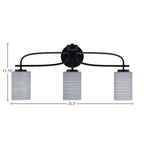 Cavella Three Light Bath Bar in Matte Black with 4" Gray Matrix Shade