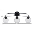 Cavella Three Light Bath Bar in Matte Black with 5.75" Smoke Bubble Shade