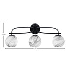 Cavella Three Light Bath Bar in Matte Black with 5.75" Onyx Swirl Shade
