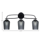 Cavella Three Light Bath Bar in Matte Black with 5" Smoke Textured Shade