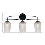 Cavella Three Light Bath Bar in Matte Black with 5" Silver Textured Shade