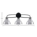 Cavella Three Light Bath Bar in Matte Black with 7" Chrome Double Bubble Metal Shade Shade