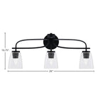 Cavella Three Light Bath Bar in Matte Black with 4.5" Square Clear Bubble Shade