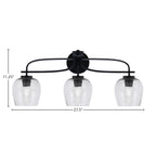Cavella Three Light Bath Bar in Matte Black with 6" Smoke Bubble Shade