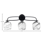 Cavella Three Light Bath Bar in Matte Black with 6" Onyx Swirl Shade