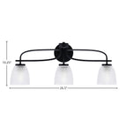 Cavella Three Light Bath Bar in Matte Black with 5" Clear Ribbed Shade