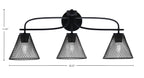 Cavella Three Light Bath Bar in Matte Black with 7"Matte Black Cone Mesh Metal Shade