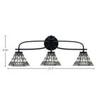 Cavella Three Light Bath Bar in Matte Black with 7" Pewter Art Glass Shade