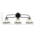 Cavella Three Light Bath Bar in Matte Black with 7" Pearl & Black Flair Art Glass Shade