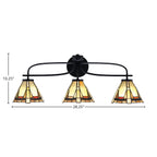 Cavella Three Light Bath Bar in Matte Black with 7" Zion Art Glass Shade