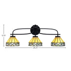 Cavella Three Light Bath Bar in Matte Black with 7" Diamond Peak Art Glass Shade