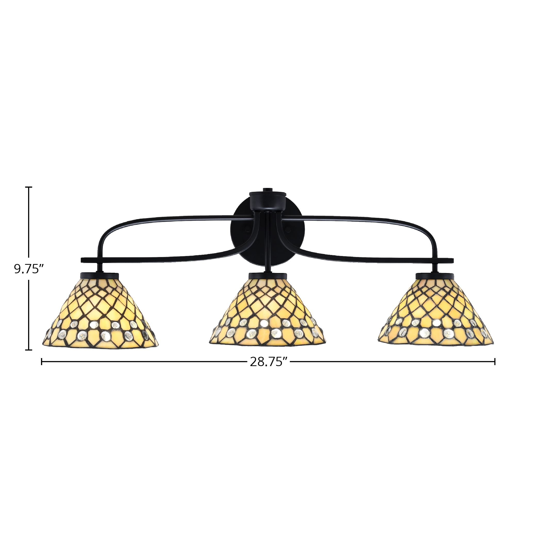 Cavella Three Light Bath Bar in Matte Black with 7" Starlight Art Glass Shade