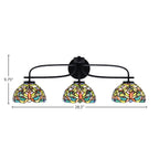 Cavella Three Light Bath Bar in Matte Black with 7" Kaleidoscope Art Glass Shade