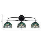 Cavella Three Light Bath Bar in Matte Black with 7" Turquoise Cypress Art Glass Shade