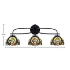 Cavella Three Light Bath Bar in Matte Black with 7" Ivory Cypress Art Glass Shade