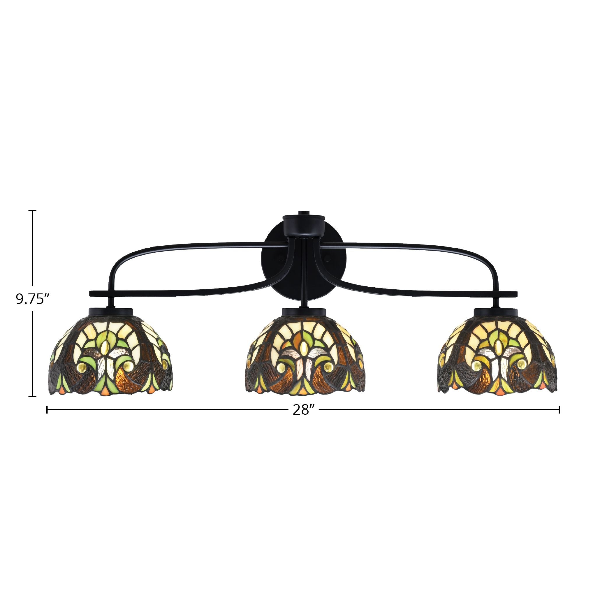 Cavella Three Light Bath Bar in Matte Black with 7" Ivory Cypress Art Glass Shade