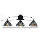 Cavella Three Light Bath Bar in Matte Black with 7" Blue Mosaic Art Glass Shade