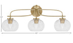 Cavella Three Light Bath Bar in New Age Brass with 7" Clear Bubble Shade