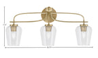 Cavella Three Light Bath Bar in New Age Brass with 5" Clear Bubble Shade