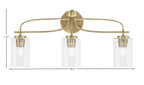 Cavella Three Light Bath Bar in New Age Brass with 4" Clear Bubble Shade