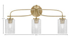 Cavella Three Light Bath Bar in New Age Brass with 4" Smoke Bubble Shade