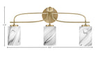 Cavella Three Light Bath Bar in New Age Brass with 4" Onyx Swirl Shade