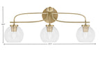 Cavella Three Light Bath Bar in New Age Brass with 5.75" Clear Bubble Shade