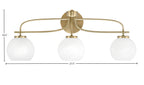 Cavella Three Light Bath Bar in New Age Brass with 5.75" White Marble Shade