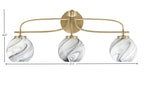 Cavella Three Light Bath Bar in New Age Brass with 5.75" Onyx Swirl Shade